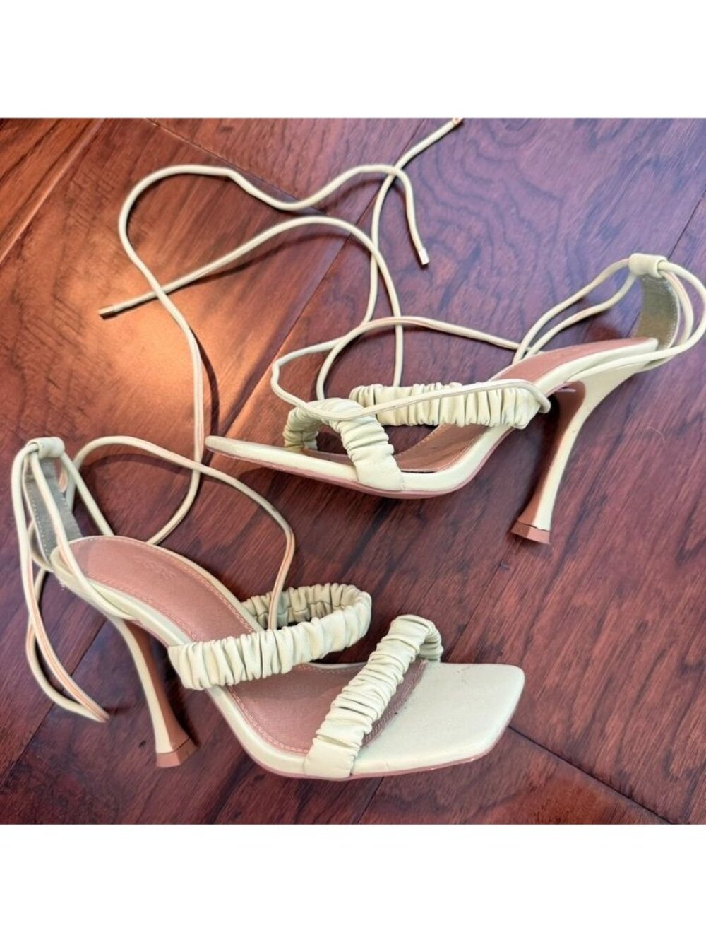 ASOS Design Y2K Strappy Tie Green Ruched Heeled Sandals Size 6